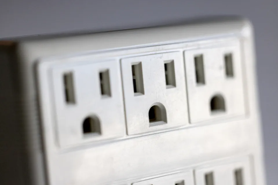 Close-up of wall power outlets